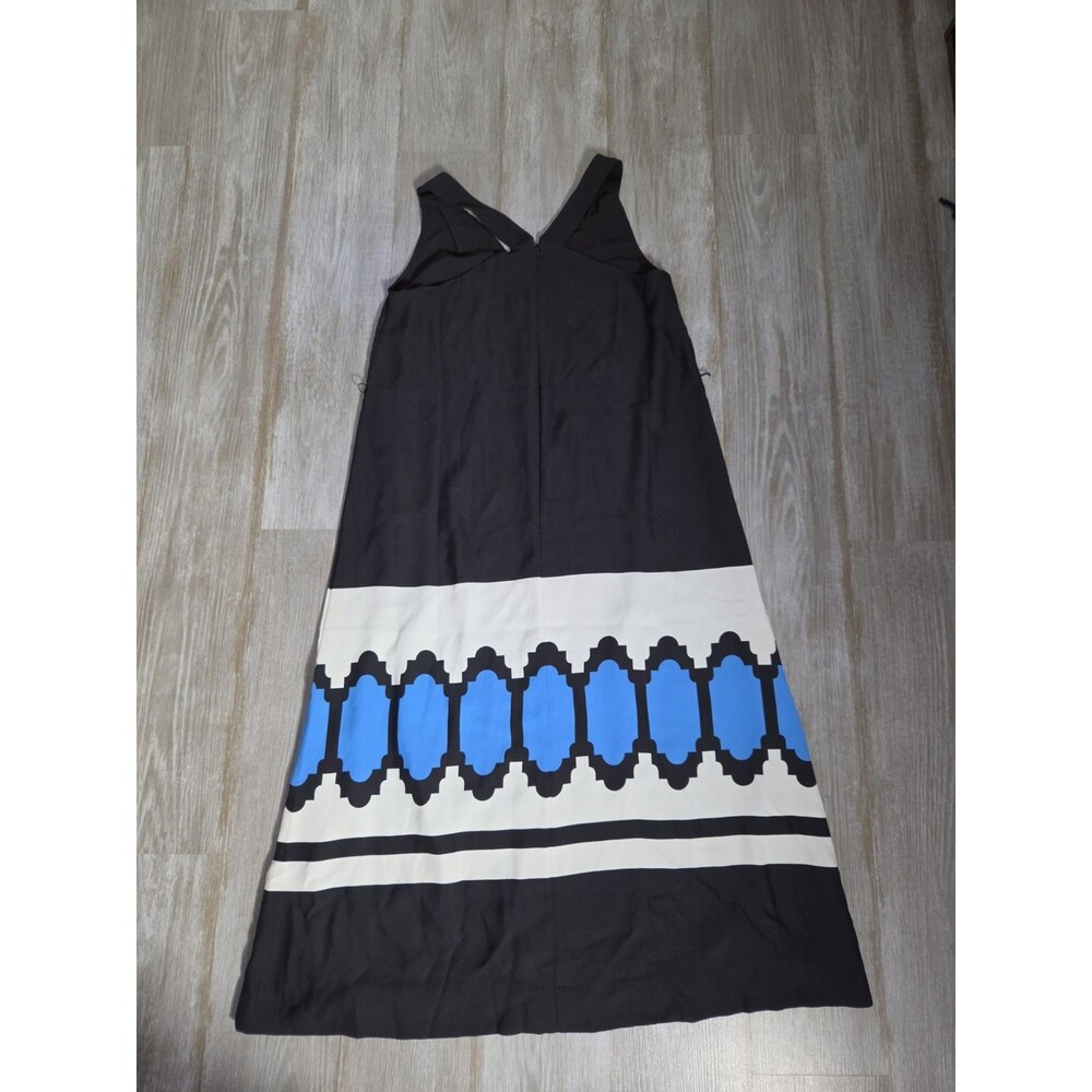 Ann Taylor Black Blue Geometric Print Sleeveless Midi Dress Womens XSP EUC - Picture 9 of 9